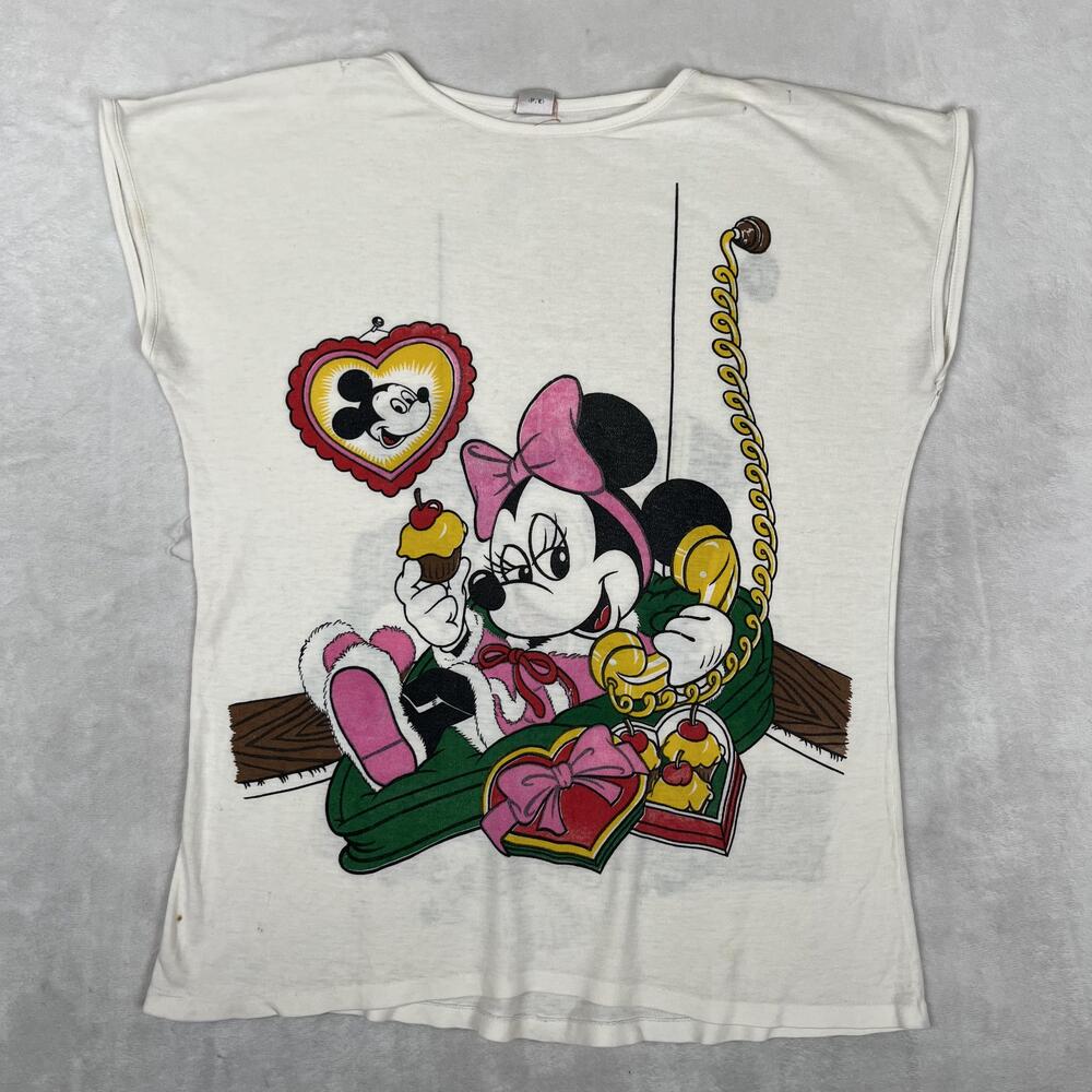 Vintage American Characters T-Shirt Womens Large White Mickey Minnie Graphic Tee